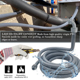 Liquid-Tight Conduit - 1/2inch 25 Foot Flexible Non Metallic Liquid Tight Electrical Conduit Kit, with 4 Straight and 3 Angle Fittings Included. 1/2" Dia